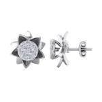 Load image into Gallery viewer, Flower shaped stud earrings in yellow gold with white diamonds of 0.62 ct in weight