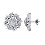 Load image into Gallery viewer, Flower stud earrings in yellow gold with white diamonds of 1.13 ct in weight