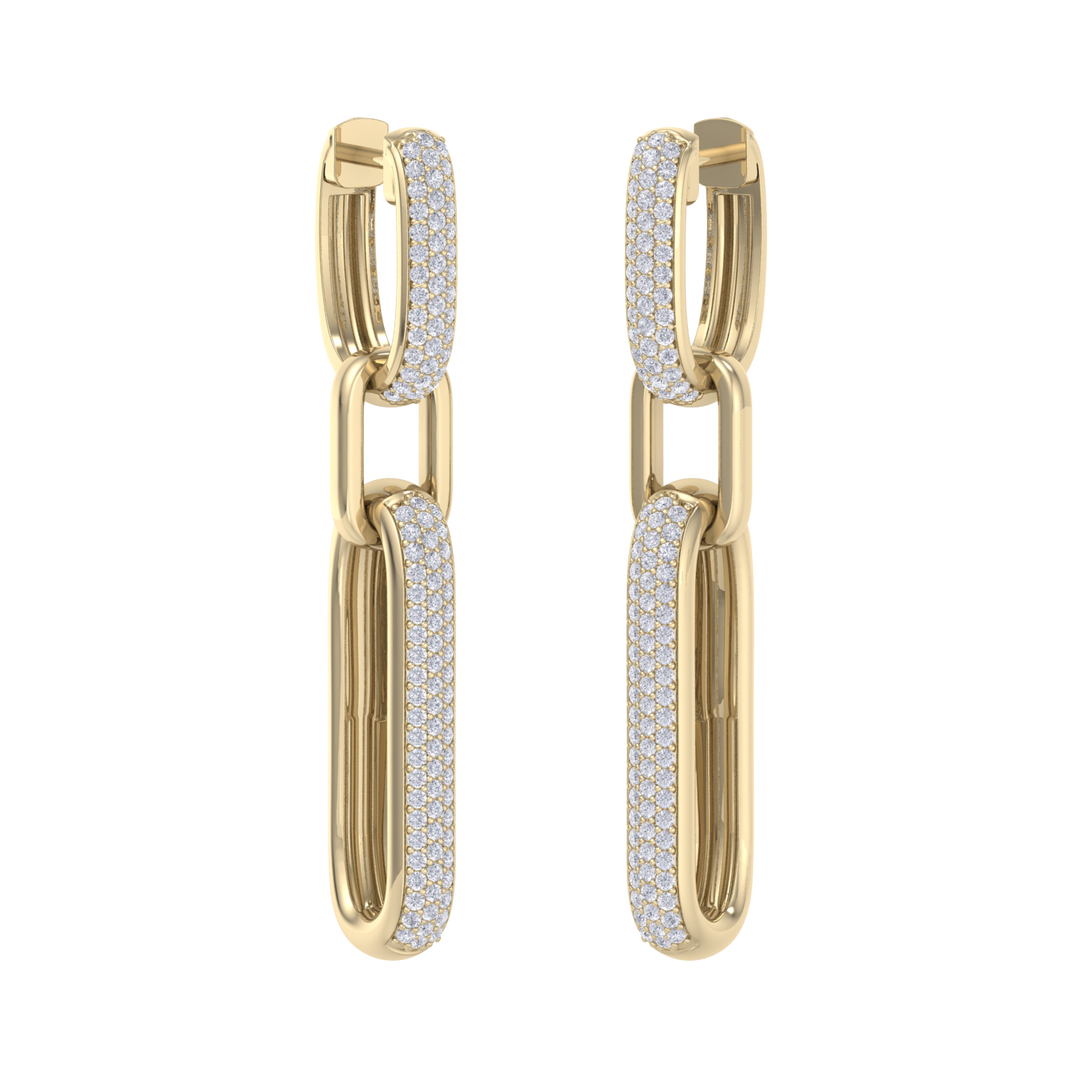 Chunky diamond chain link earrings in rose gold with white diamonds of 0.87 ct in weight