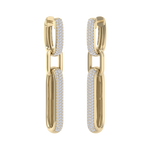 Load image into Gallery viewer, Chunky diamond chain link earrings in yellow gold with white diamonds of 0.87 ct in weight