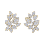Load image into Gallery viewer, Flower shaped stud earrings in yellow gold with white diamonds of 3.11 ct in weight