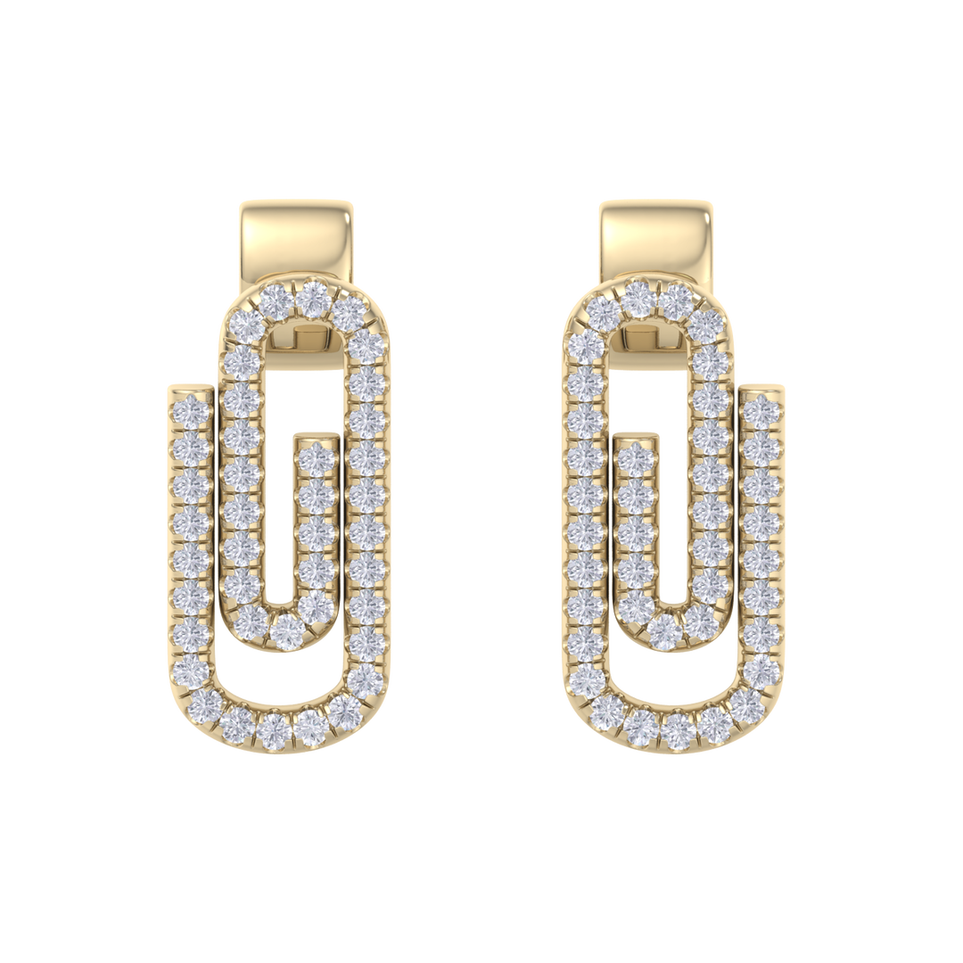 Diamond link earrings in yellow gold with white diamonds of 0.33 ct in weight