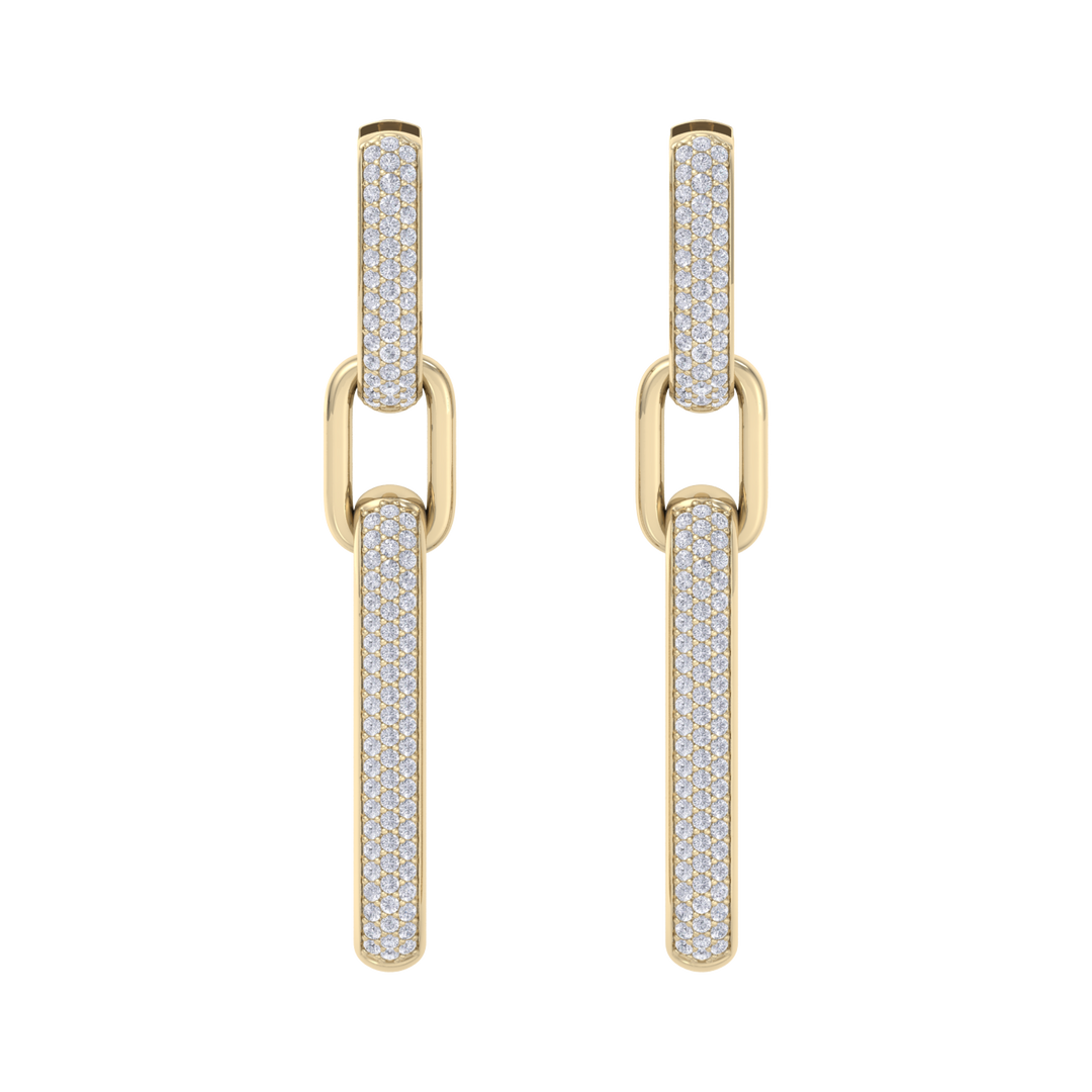 Chunky diamond chain link earrings in rose gold with white diamonds of 0.87 ct in weight