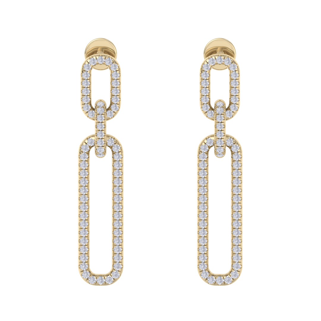 Diamond chain link earrings in white gold with white diamonds of 0.50 ct in weight