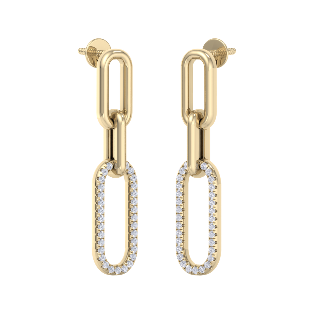 Diamond chain link earrings in white gold with white diamonds of 0.25 ct in weight