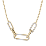 Load image into Gallery viewer, Diamond chain link necklace in yellow gold with white diamonds of 0.33 ct in weight
