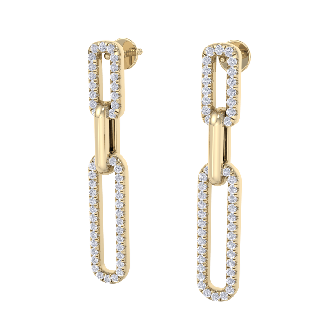 Diamond chain link earrings in yellow gold with white diamonds of 0.40 ct in weight