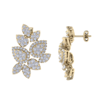 Load image into Gallery viewer, Flower shaped stud earrings in yellow gold with white diamonds of 3.11 ct in weight