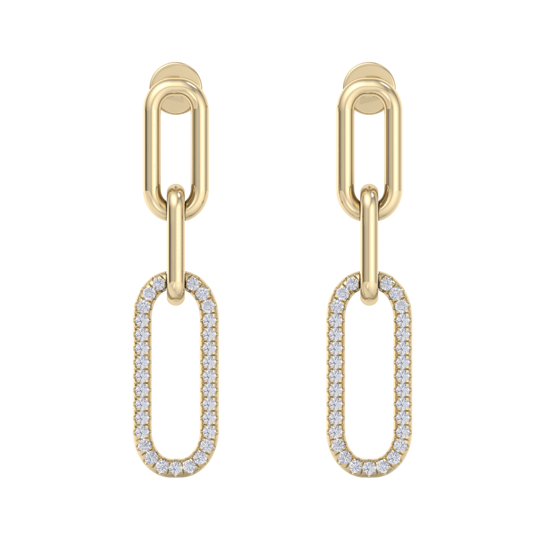 Diamond chain link earrings in rose gold with white diamonds of 0.25 ct in weight