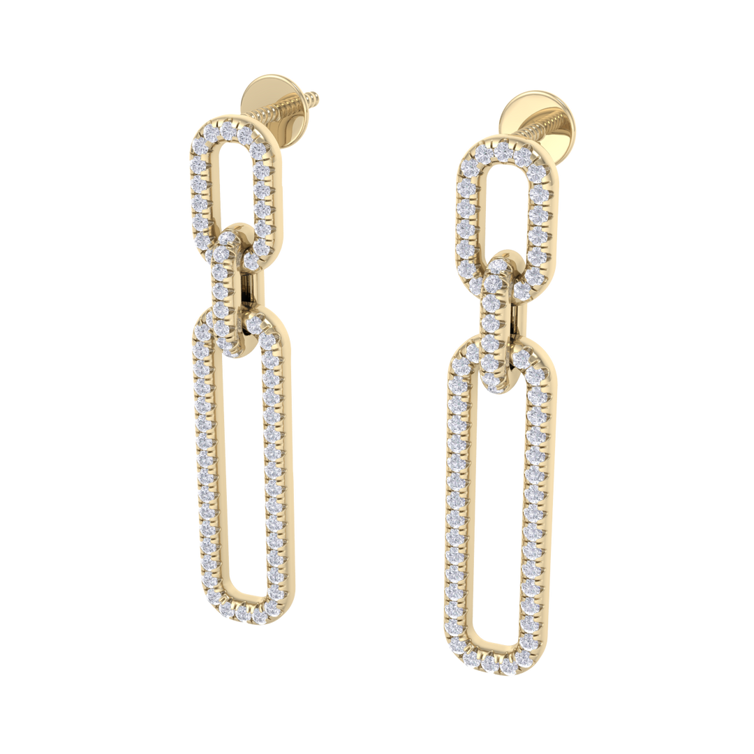 Diamond chain link earrings in white gold with white diamonds of 0.50 ct in weight