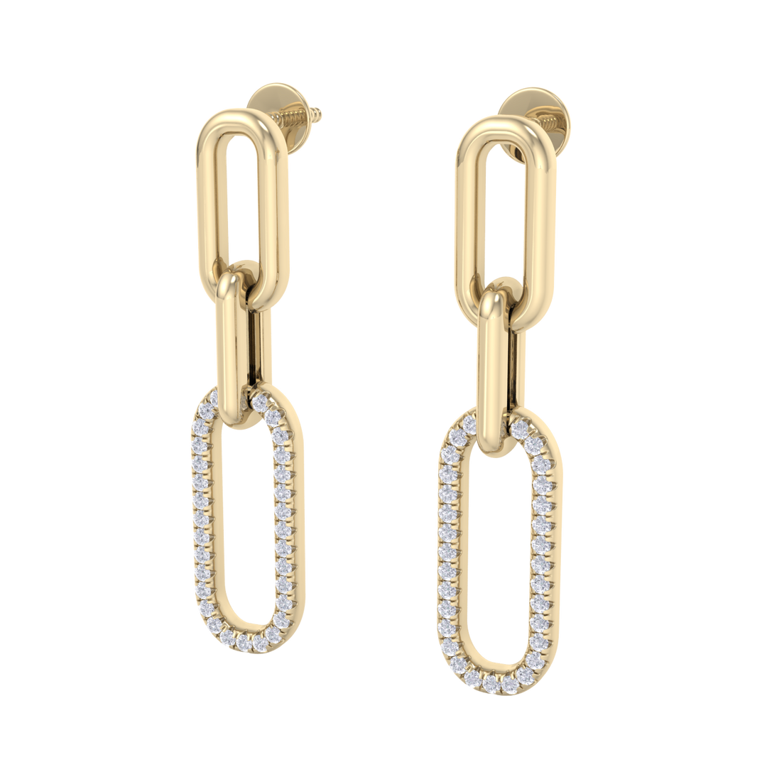 Diamond chain link earrings in white gold with white diamonds of 0.25 ct in weight