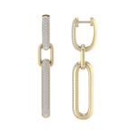 Load image into Gallery viewer, Chunky diamond chain link earrings in yellow gold with white diamonds of 0.87 ct in weight