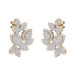 Load image into Gallery viewer, Flower shaped stud earrings in rose gold with white diamonds of 3.11 ct in weight