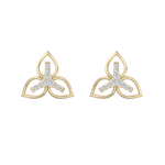 Load image into Gallery viewer, Flower shaped stud earrings in yellow gold with white diamonds of 0.24 ct in weight