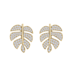 Load image into Gallery viewer, Leaf shaped earrings in rose gold with white diamonds of 0.65 ct in weight