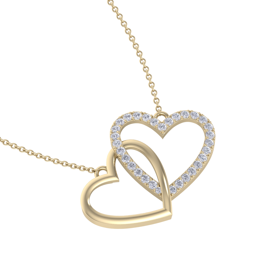 Cute hearts necklace in white gold with white diamonds of 0.61 ct in weight