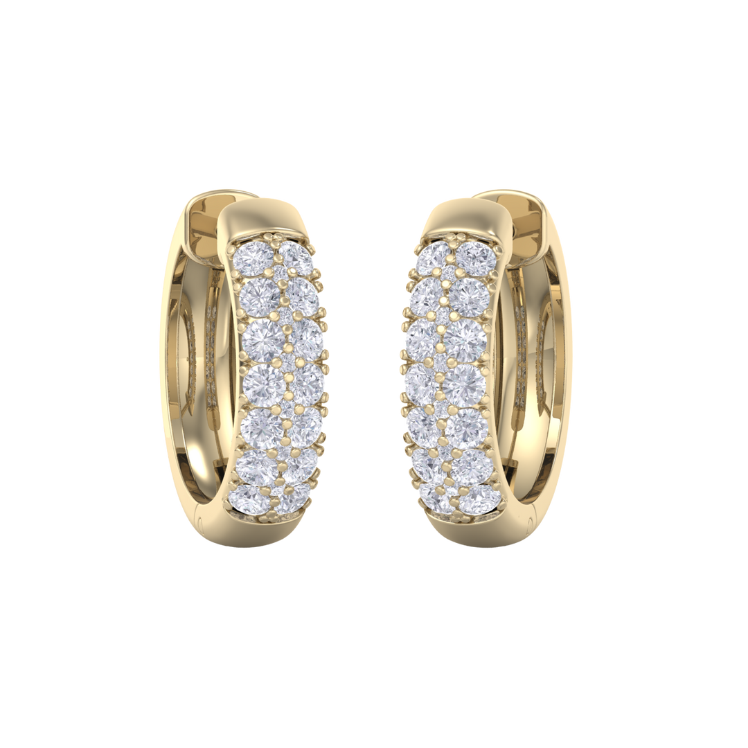 Diamond huggies earrings in yellow gold with white diamonds of 0.99 ct in weight