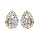 Load image into Gallery viewer, Pear shaped stud earrings in yellow gold with white diamonds of 1.03 ct in weight