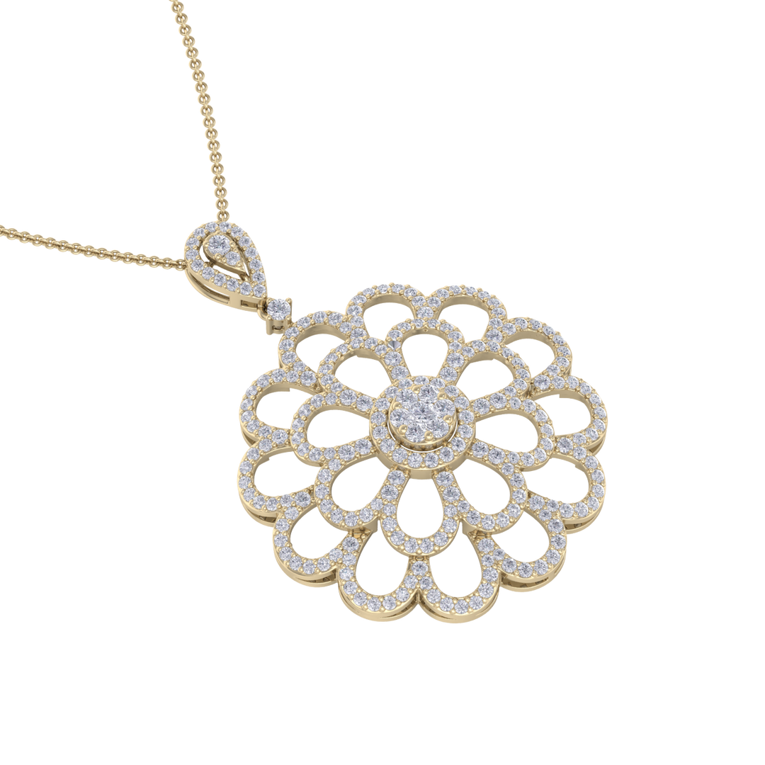 Flower Pendant in rose gold with white diamonds of 2.38 ct in weight