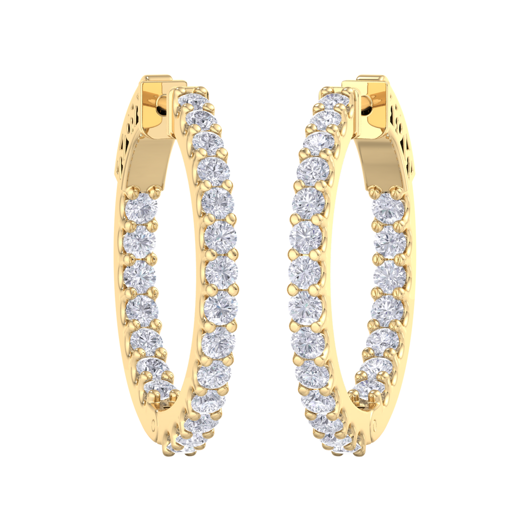 Diamond eternity hoop earrings in rose gold with white diamonds of 2.00 ct in weight