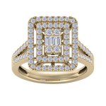 Load image into Gallery viewer, Square diamond ring with split shank in white gold with white diamonds of 1.02 ct in weight