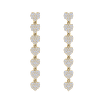 Load image into Gallery viewer, Dangle earrings with hearts in yellow gold with white diamonds of 1.78 ct in weight