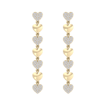 Load image into Gallery viewer, Dangle earrings with gold hearts in white gold with white diamonds of 1.01 ct in weight