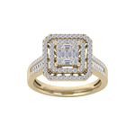 Load image into Gallery viewer, Square cluster engagement ring in yellow gold with white diamonds of 0.68 ct in weight