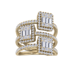 Load image into Gallery viewer, Three band ring in yellow gold with white diamonds of 1.59 ct in weight