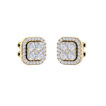 Load image into Gallery viewer, Square cluster stud earrings in white gold with white diamonds of 1.00 ct in weight