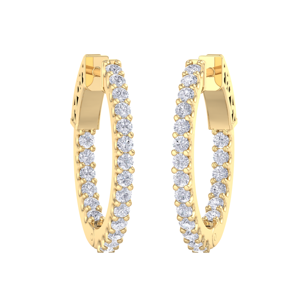 Diamond eternity hoop earrings in white gold with white diamonds of 1.00 ct in weight