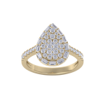 Load image into Gallery viewer, Pear cluster ring in yellow gold with white diamonds of 1.01 ct in weight