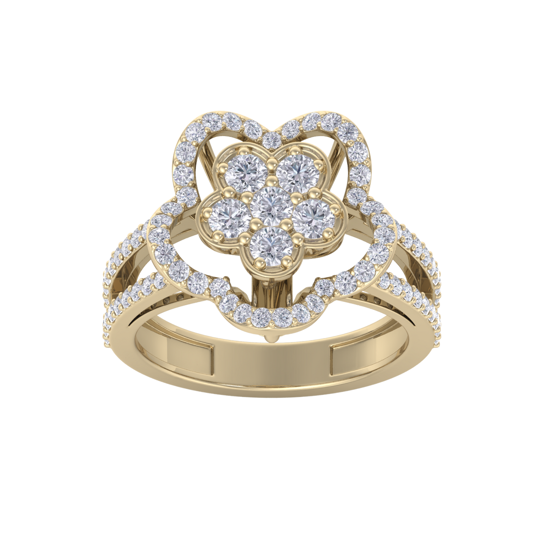 Elegant Diamond ring in rose gold with white diamonds of 0.89 ct in weight