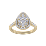 Load image into Gallery viewer, Pear cluster ring in rose gold with white diamonds of 0.98 ct in weight