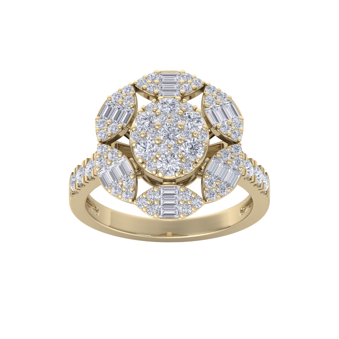 Diamond flower ring in rose gold with white diamonds of 1.52 ct in weight