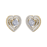 Load image into Gallery viewer, Heart earrings in rose gold with illusion white diamonds of 0.94 ct in weight