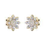 Load image into Gallery viewer, Small flower stud earrings in yellow gold with white diamonds of 0.59 ct in weight