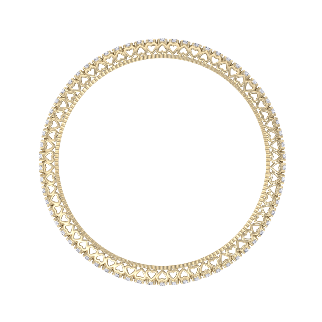 Classic diamond bangle with hearts in rose gold with white diamonds of 13.60 ct in weight