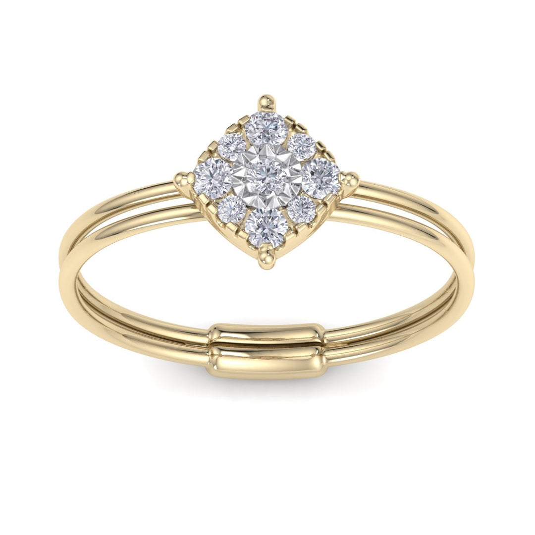 Beautiful Ring in yellow gold with white diamonds of 0.26 ct in weight