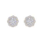Load image into Gallery viewer, Round shaped stud earrings in yellow gold with white diamonds of 0.65 ct in weight