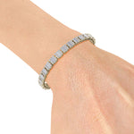 Load image into Gallery viewer, Baguette tennis bracelet in rose gold with white diamonds of 4.18 ct in weight