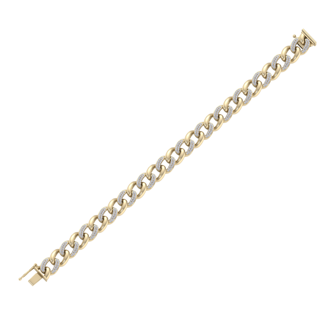 Diamond curb chain link bracelet in rose gold with white diamonds of 1.82 ct in weight