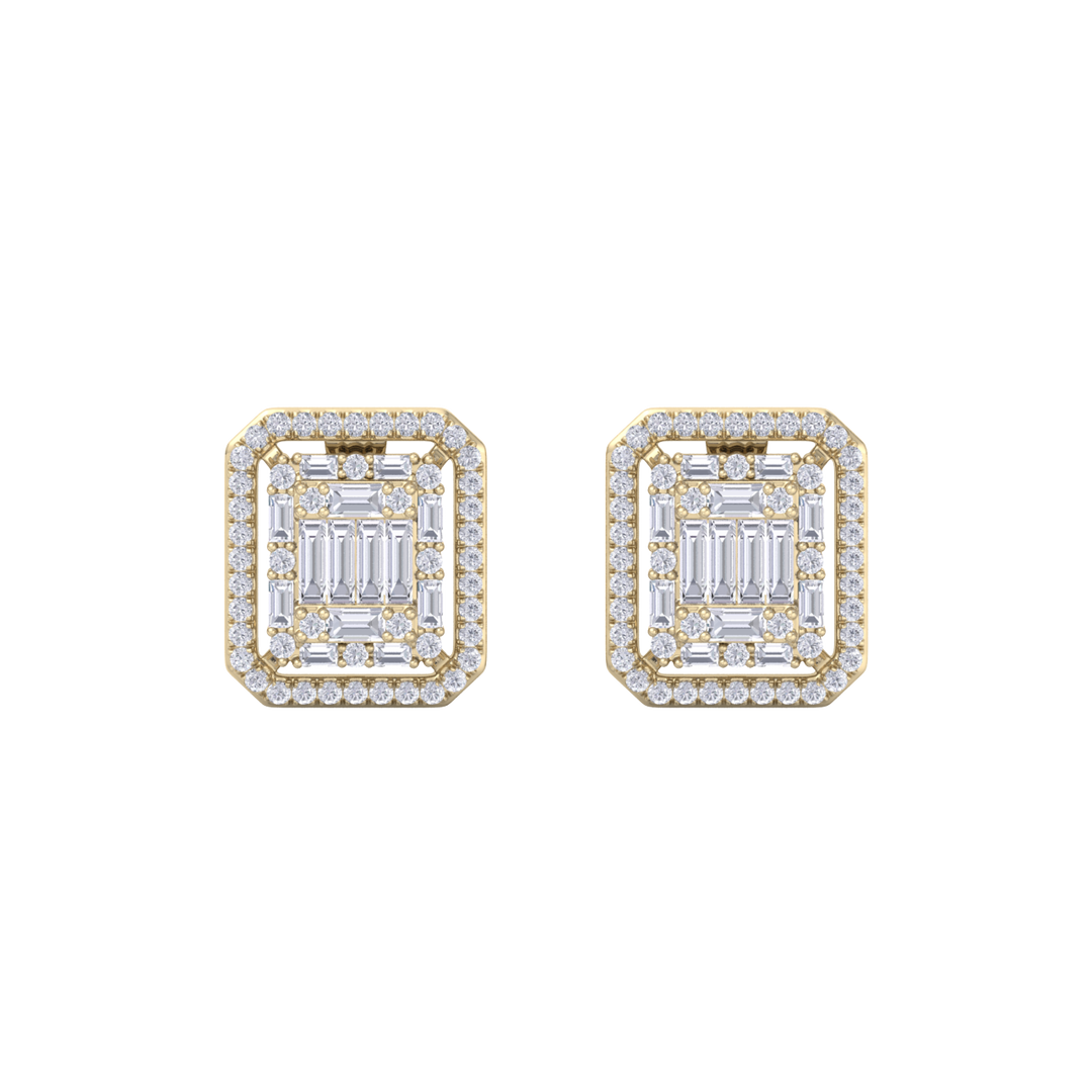 Beautiful Stud Earrings in white gold with white diamonds of 1.78 in weight