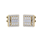 Load image into Gallery viewer, Square stud earrings in yellow gold with white diamonds of 0.73 ct in weight