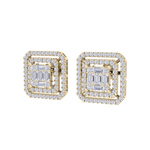 Load image into Gallery viewer, Square earrings in yellow gold with baguette white diamonds of 0.78 ct in weight