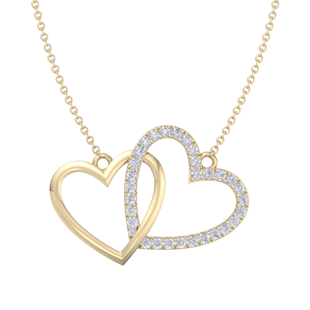 Cute hearts necklace in white gold with white diamonds of 0.61 ct in weight