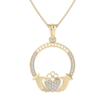 Load image into Gallery viewer, Love pendant in yellow gold with white diamonds in yellow gold with white diamonds of 0.19 ct in weight