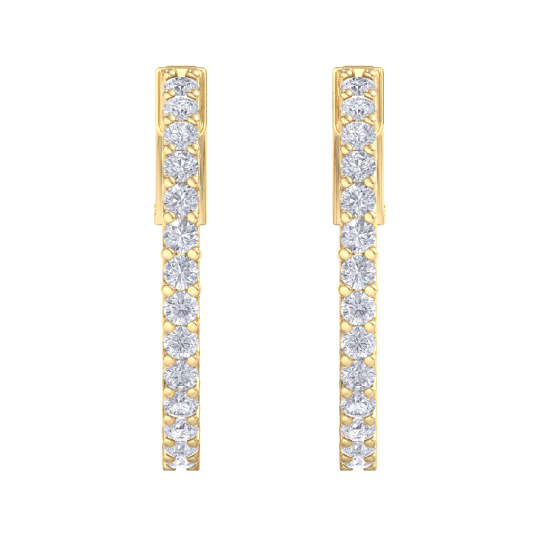 Diamond eternity hoop earrings in yellow gold with white diamonds of 1.00 ct in weight