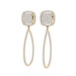 Load image into Gallery viewer, Dangle hoop earrings in rose gold with white diamonds of 1.30 ct in weight