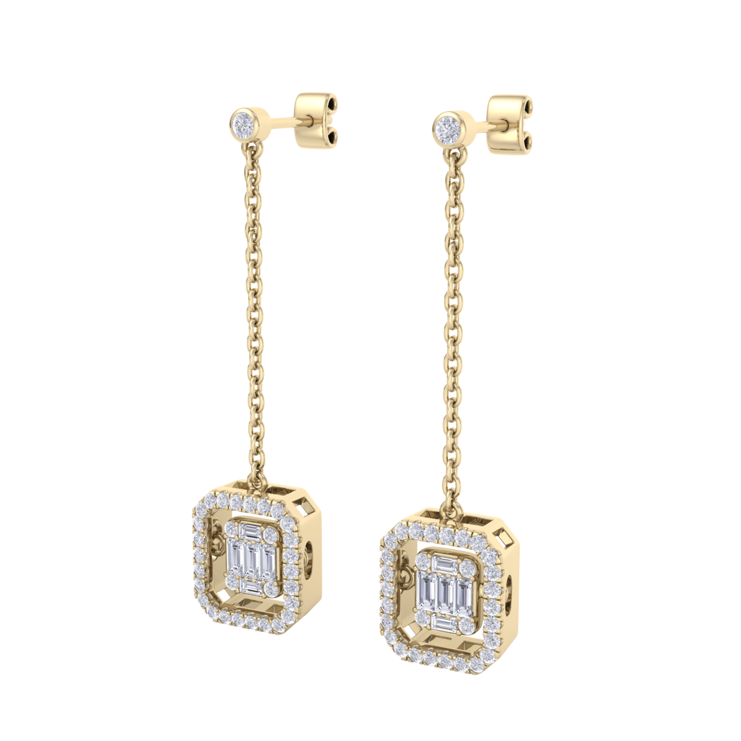 Diamond drop earrings in yellow gold with white diamonds of 0.69 ct in weight